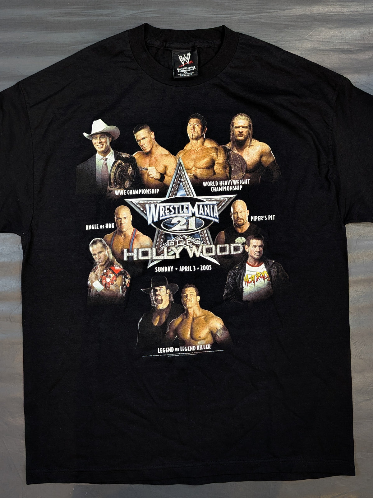 WrestleMania 21 Picture T-Shirt (WWE (2005) / Black)