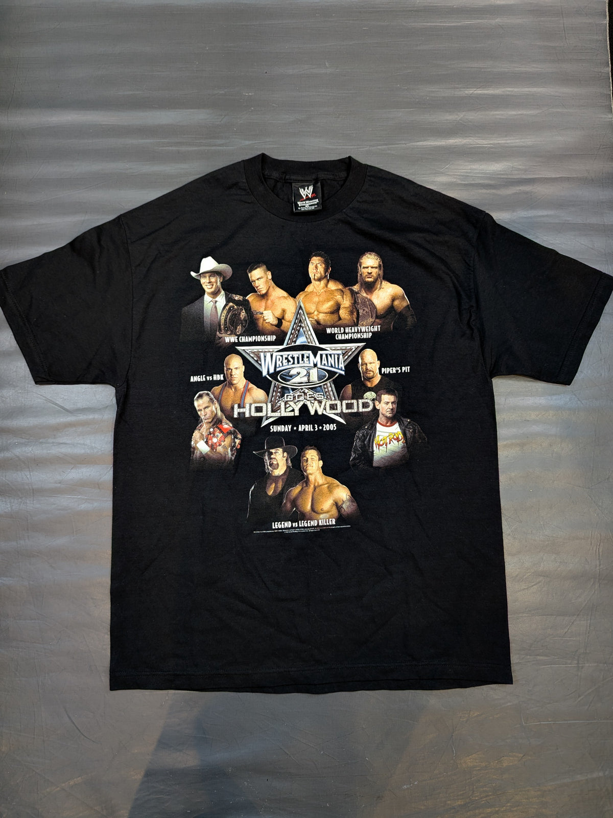 WrestleMania 21 Picture T-Shirt (WWE (2005) / Black)