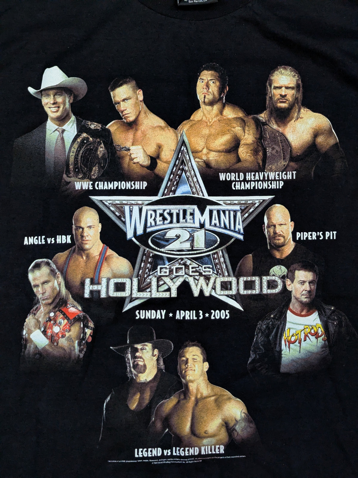 WrestleMania 21 Picture T-Shirt (WWE (2005) / Black)