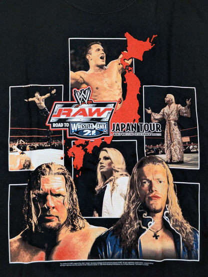 RAW ROAD TO WRESTLEMANIA 21 JAPAN TOUR Picture T-Shirt (WWE (2005) / Black)