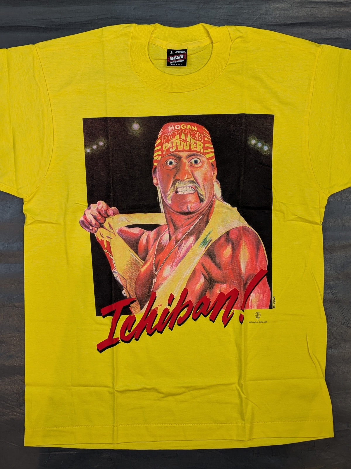 Hulk Hogan Illustration T-Shirt (WWF (1990s) / Yellow)