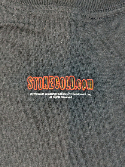 ストーン・コールド・スティーブ・オースチン「WHAT A HELL YOU LOOKING AT JACK ASS!!」Tシャツ(WWF(2000) / ブラック)