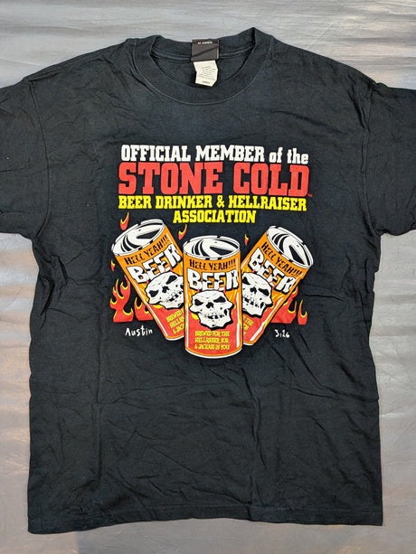ストーン・コールド・スティーブ・オースチン「BEER DRINKER＆HELLRAISER ASSOCIATION」Tシャツ(WWF(2000) / ブラック)