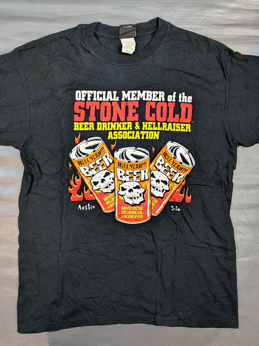 ストーン・コールド・スティーブ・オースチン「BEER DRINKER＆HELLRAISER ASSOCIATION」Tシャツ(WWF(2000) / ブラック)