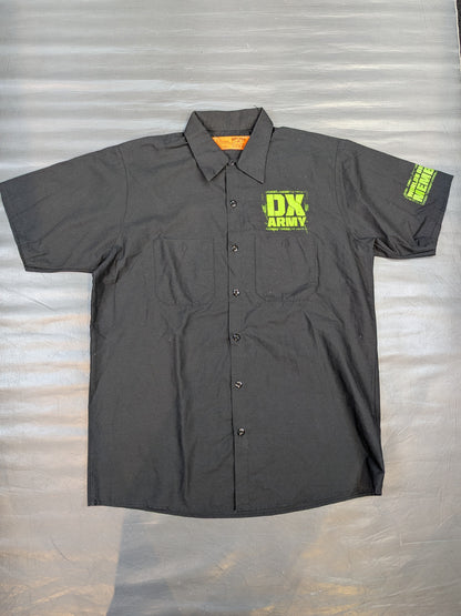 D-GENERATION X "DX ARMY" Illustration Open Collar Shirt (WWE (2010s) / Black)