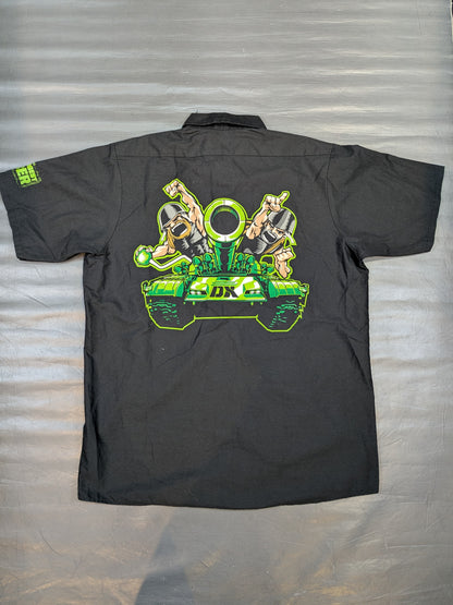 D-GENERATION X "DX ARMY" Illustration Open Collar Shirt (WWE (2010s) / Black)