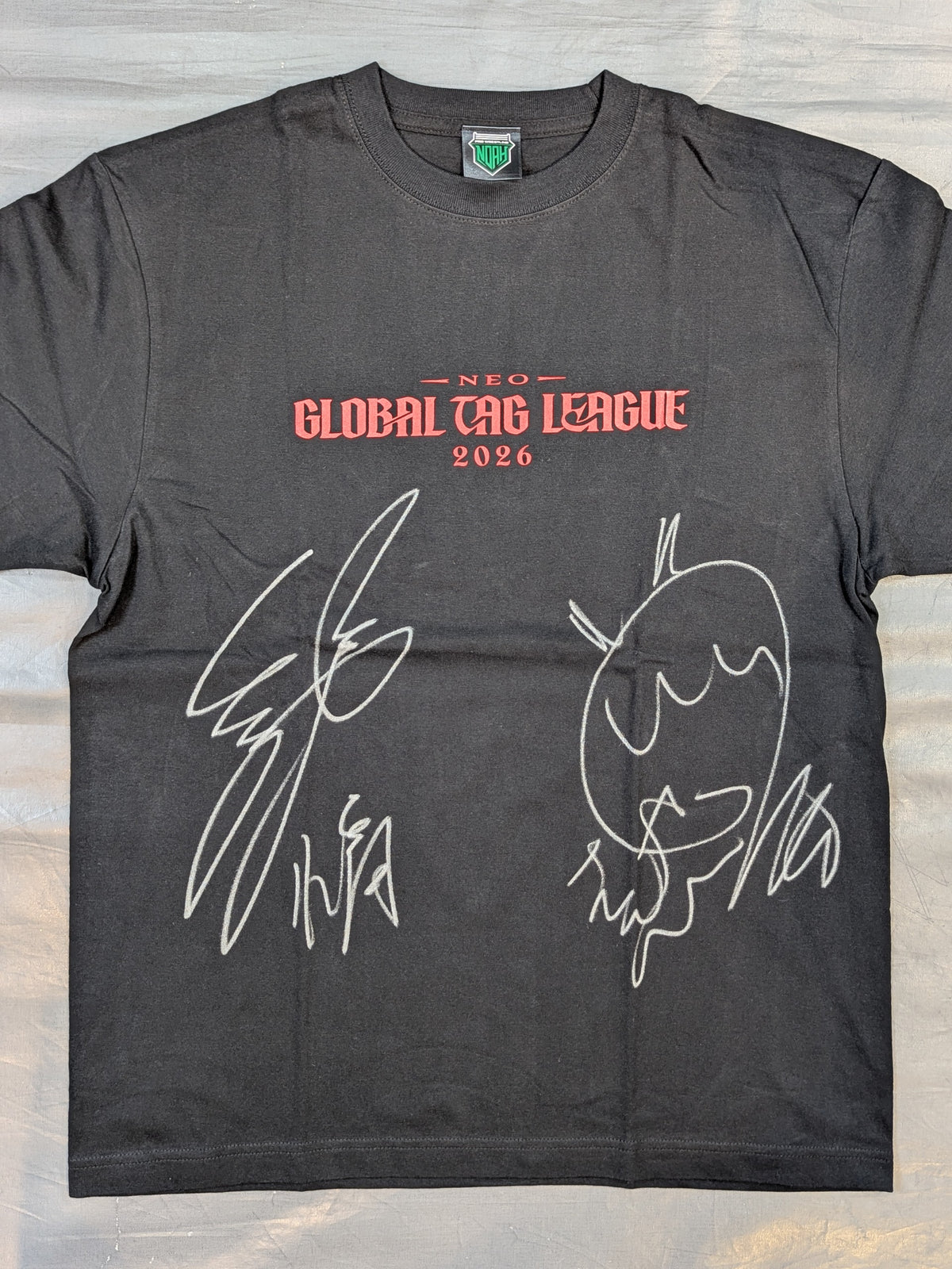 [Manabu Soya & Yuki Iino 2 hand signed autographs] NEO GLOBAL TAG LEAGUE 2026 Logo T-Shirt