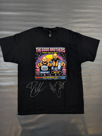 [2 hand signed autographs] Good Brothers (Karl Anderson & Doc Gallows) Picture T-Shirt (Black)