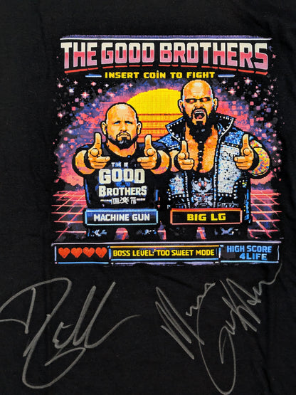 [2 hand signed autographs] Good Brothers (Karl Anderson & Doc Gallows) Picture T-Shirt (Black)