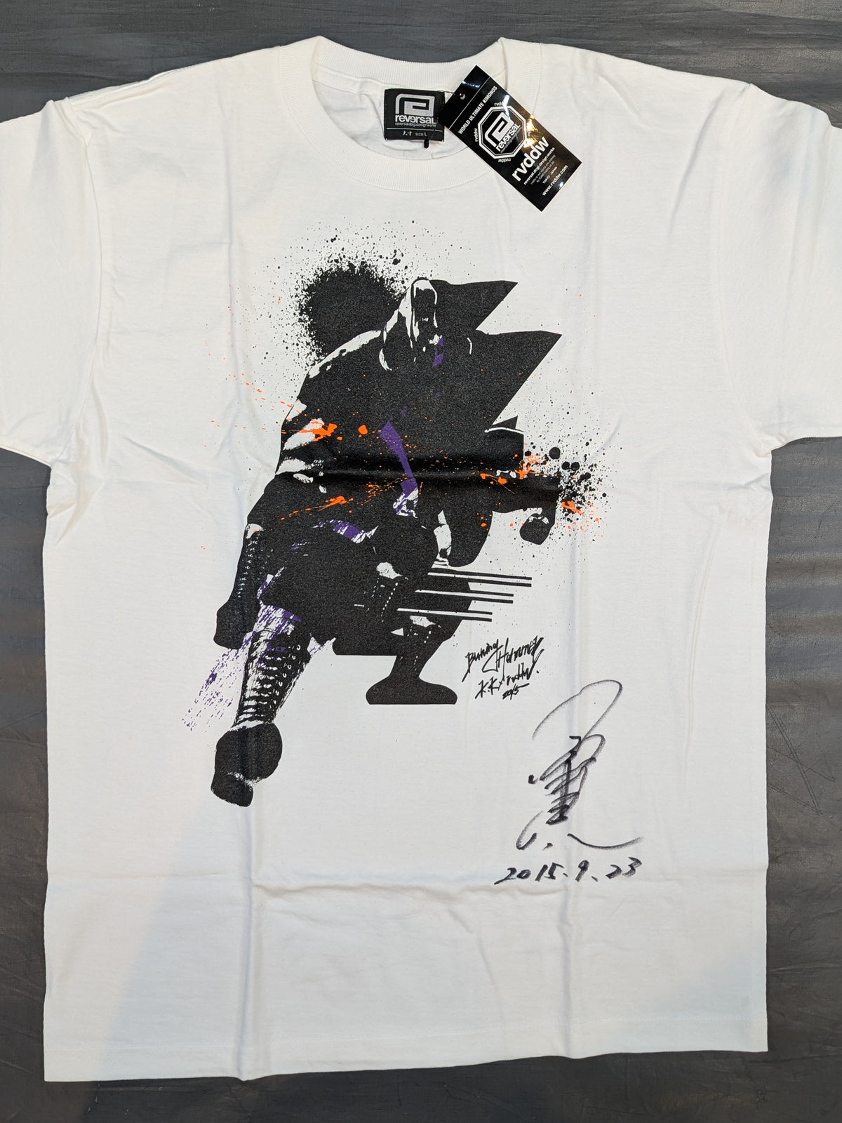 【hand signed autograph】 Kenta Kobashi ×reversal  "BURNING HAMMER" T-shirt