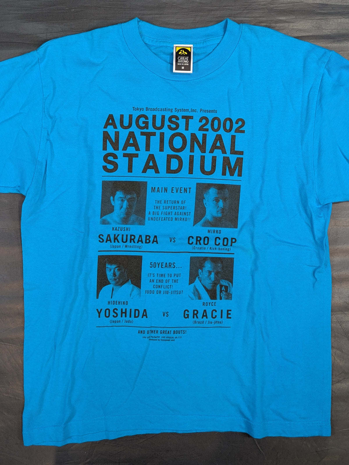★桜庭和志vsミルコ・クロコップ / 吉田秀彦vsホイス・グレイシー★ AUGUST 2002 NATIONAL STADIUM Tシャツ