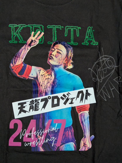 【直筆サイン入り】矢野啓太「天龍プロジェクト」ピクチャーTシャツ①(ブラック)